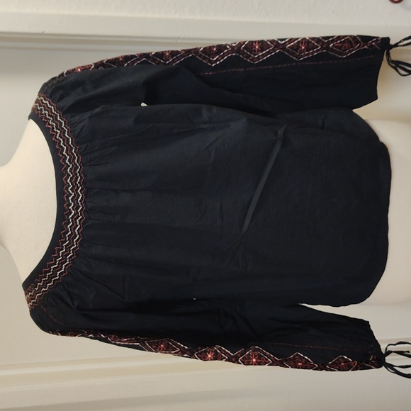 Soho Black Cotton Embroidered Blouse S - Picture 5 of 8
